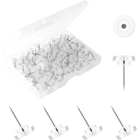 100 stk. gennemsigtige tegnestifter, flade tegnestifter i plast med