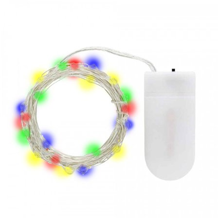 Ljusslinga med 20 små olikfärgade lampor o batteri 2 meter