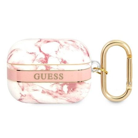 Guess GUAPHCHMAP AirPods Pro -suojus vaaleanpunainen/vaaleanpunainen Marble Strap -mallisto