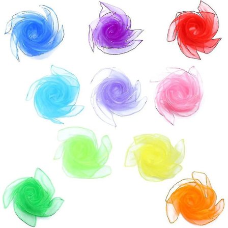 Färgglada chiffonghanddukar, lekhanddukar för barn, jongleringdukar för barnkammare, fyrkantiga magic dukar för barnshow 60 X 60 Cm