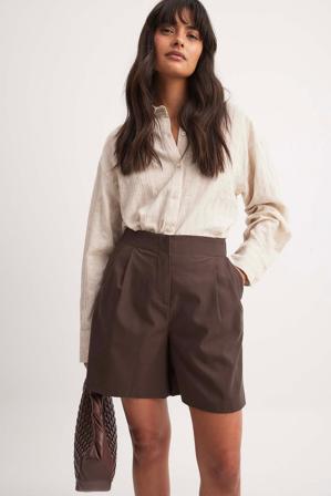 NA-KD Viscose Mid Waist Bermuda Shorts - Shorts Bermuda - Brun - EU 42