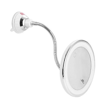 10X Forstørrende Sugespeil, Dimbar LED-belyst med Kraftig Låsende Sugekopp, Dagslys og 360 Graders Sving, Sminkespeil for Hjemmebad