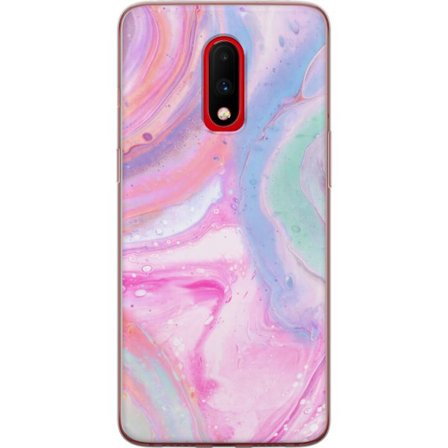 Kompatibel Mobilcover til OnePlus OnePlus 7 Abstrakt pastelfarvet marmor kunst med flydende akryl effekt i lyserød, blå og grøn til moderne indretn