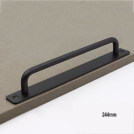 Skjutdörrshandtag, slagfri, aluminiumlegering, skåp, garderob, draghandtag, möbel, låda, hårdvara, skruvar ingår (24,4 cm, svart)