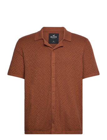 Hco. Guys Sweaters Knitwear Short Sleeve Knitted Polos Brun Hollister*Betinget Tilbud