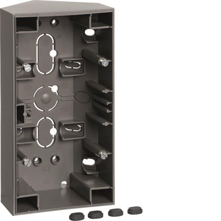 Hager 6319481404 Hörnbox 2-fack, S1 Silver, Strömbrytare & vägguttag