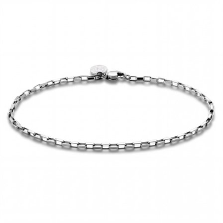 New Classics | 2mm Silver-Tone Stainless Steel Rectangular Cable Chain Bracelet for Men - Chain Bracelets