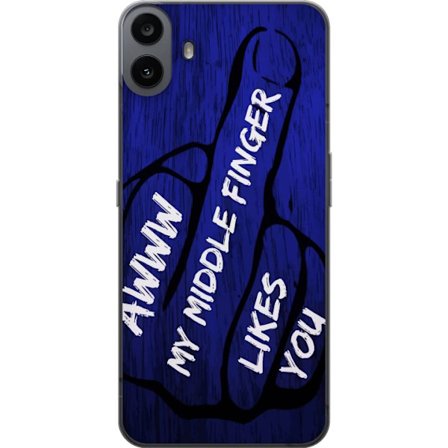 Kompatibelt Mobildeksel til Nothing CMF Phone 1 Mørk typografisk illustrasjon med hjerteform og budskap om vennskap mot dyp blå tretekstur