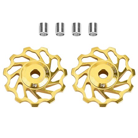 1 par MEIJUN keramisk leje bageste remskive Jockey Wheel cykelstyrerulle (11T, gylden)