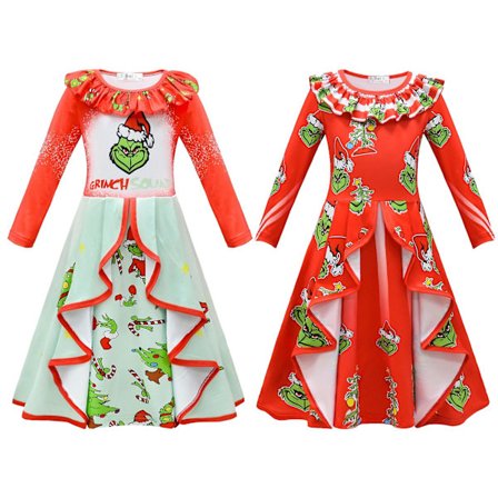 Jentekjole Langermet Anime Tegneserie Grønn The Dodger Grinh Cosplay Kostymer For Bursdagsgaver Julebord Rød Kjole