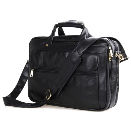 Porte-documents compact en cuir noir pour hommes - Sacs en cuir