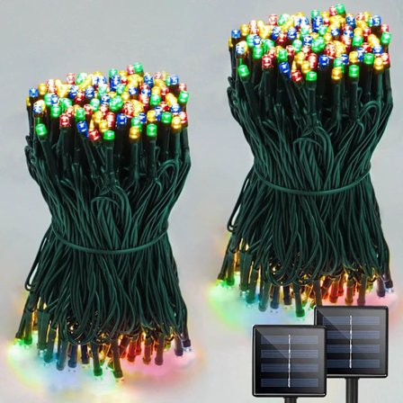 Vita 2-pack Solcellsstränglampor för Utomhus, Vattentät Gr, Varje 22 Meter