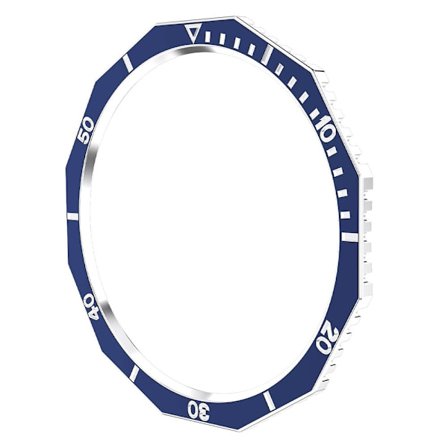 Rhombus Dual Color Watch Bezel Cover Samsung Galaxy Watch6 Classic 43mm hårt stötskyddande klockfodral med ring - Blå + Silver