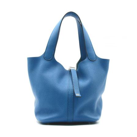 Hermès Vintage Pre-owned Taurillon Clemence Picotin MM , Blauw , Dames , Maat: ONE Size Vintage Tassen