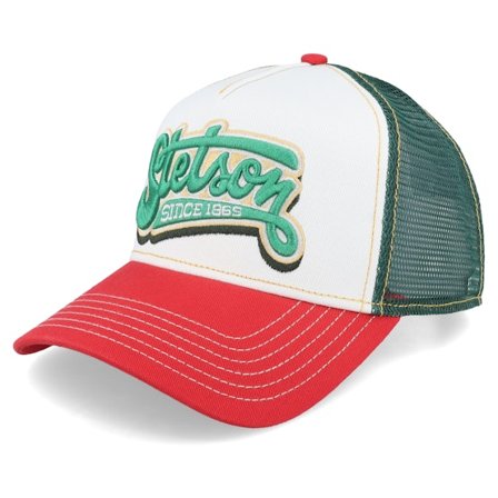 Stetson - White trucker Lippis - Lettering Red/Off White Trucker @ Hatstore