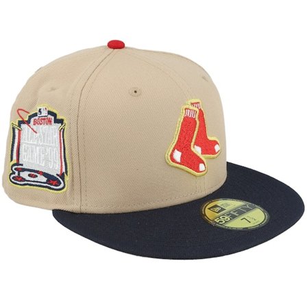 New Era - MLB Beige Fitted Cap - Boston Red Sox Colossus 59FIFTY 99 All Star Game Camel/Navy Fitted @ Hatstore