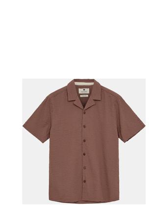 Akleo S/S Seersucker Shirt Brown Anerkjendt