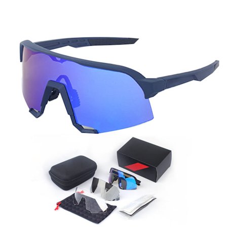 Cykel solbriller linse næse støtte justerbar vindafvisende sandafvisende UV-beskyttende sportsbriller sort stel