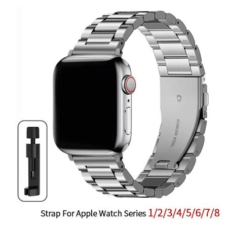 Rustfritt stål armbånd for Apple Watch Band 45mm Ultra 49mm 41mm 40mm 44mm Watch Metall armbånd for Iwatch Series 9 8 7 6 5 Silver