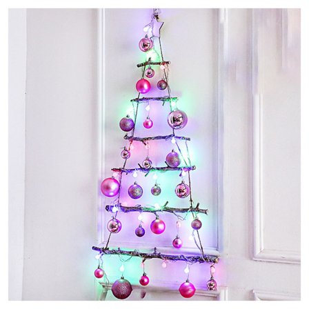 Seinään kiinnitettävä joulukuusikoriste LED-valolla, pieni keinotekoinen joulukuusi (yksi koko, väri 2)