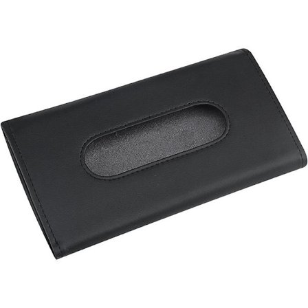 Bilvävnadshållare, solskyddshållare för hängande vävnader, PU-läder bil solskydd vävnadslåda hållare för bil solskydd, bil bakdörr vävnadslåda 