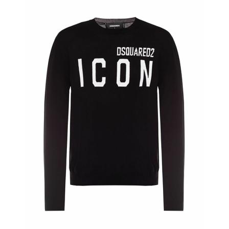 Dsquared2, Round-neck Knitwear Zwart, Heren, Maat:XL