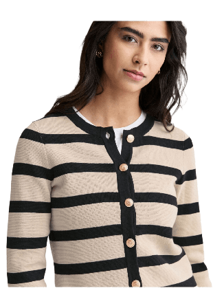 Newhouse Randig Cardigan Arly Tröjor Dam Svart L