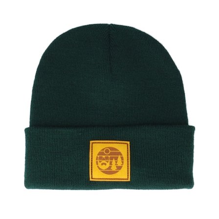 Bearded Man - Vert cuff Bonnet - Sunset Logo Patch Bottle Green Beanie @ Hatstore