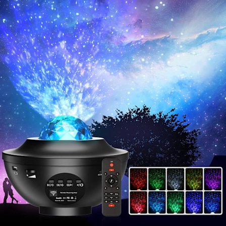 Planetarium-projektori LED-yövalo lapsille, pyörivä 21 tilaa, tähtitaivasprojektori Bluetooth/kaukosäädin/ajastin vauvan huoneen koristeluun