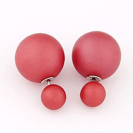 Örhängen med Dubbla Röda Pärlor / Bollar i Olika Storlekar - Dubbelpärlade