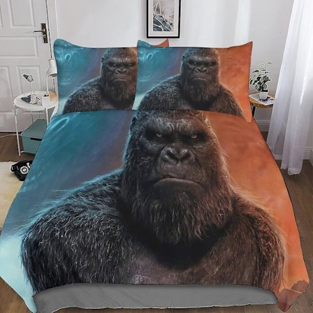 ALXFFBN Godzilla Vs Kong Dynetrekk 3-delt Mykt Mikrofiber Sengsett Animefigurer Dynetrekk Super Mykt Mikrofiber Dynetrekk Kolleksjon Stai