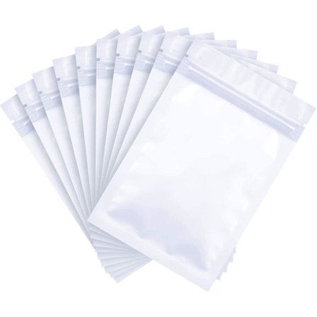 100 Pieces Holographic Packaging Bags Storage Bag for Food (Translucent Matte White, 12x18cm)