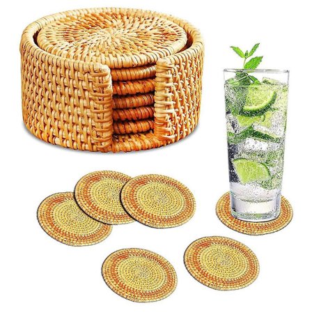 Rottinkialuset, tyylikkäät käsintehdyt punotut aluset, juhlapyhien rottinkinen teekuppi, luovat keittiöpöytäaskartelut