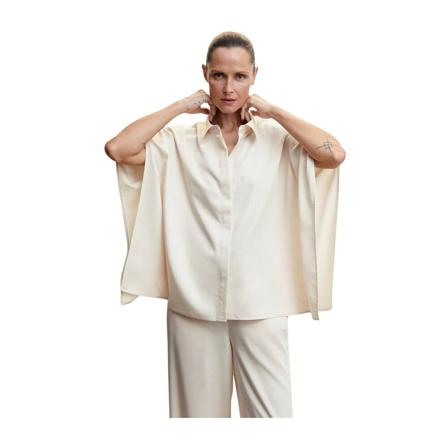 Mango Cap ärmad blus beige, Dam Skjortor, Dam, Storlek: M