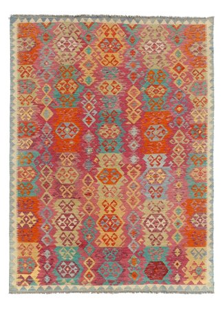 Oriental Kilim Afghan Old Style Rug 178X246 Brown/Dark Red Wool, Afghanistan