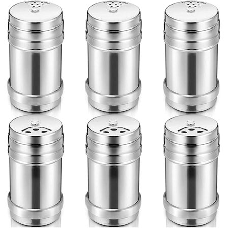 Krydderiglas, stål salt og peber med roterende låg sukker krydderi krydderier