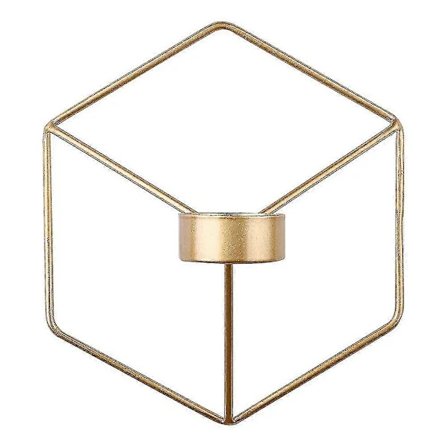Nordisk stil 3D geometrisk lysestage metal væglysestage boligindretning ornament guld