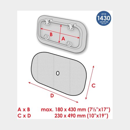 Myggenet til båd (portlight / vindue) Waterline Design Popup, 2-pack, universal, 180 x 430 mm