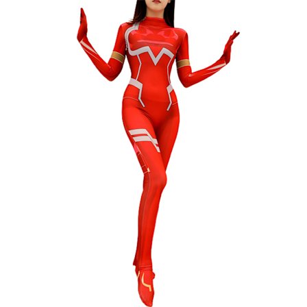 Kvinnors röd stridsdräkt anime rollspelsdräkt jumpsuit
