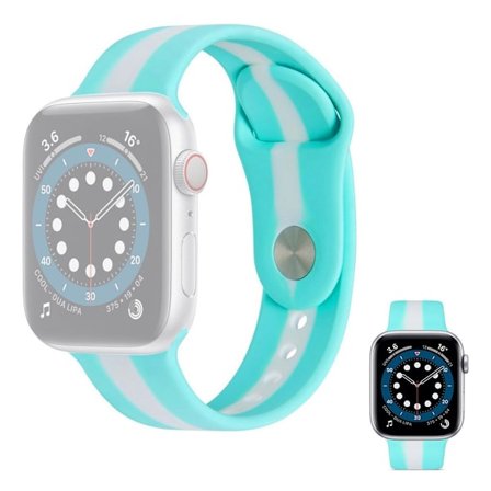 Apple Watch 42mm - 44mm färgrandigt klockarmband i silikon - Jade Grön