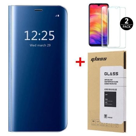 Fodral - Xiaomi - Redmi Note 8 Pro - Mirror Flip Fodral - Härdat glas - Hårt skydd