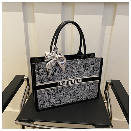 2025 ny enkel skulderveske tote bag silkeskjerf sløyfe moteriktig pendling stor kapasitet fritid dame