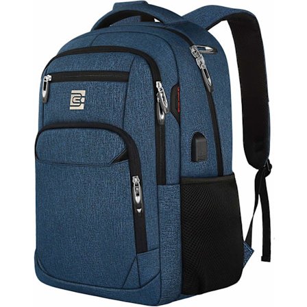 Laptopryggsäck med USB-laddning & hörlursport, stöldskyddsryggsäck med vadderad axelrem som andas Blå