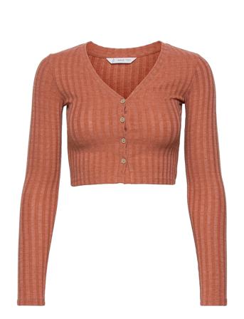 Dhaka Strikket Trøje Cardigan Orange Mango
