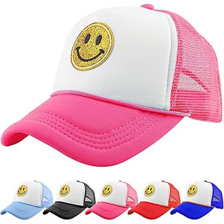 Unisex Baseball Caps Smiley, Gul Glitter Smiley Face Trykk Broderte Truck Hat