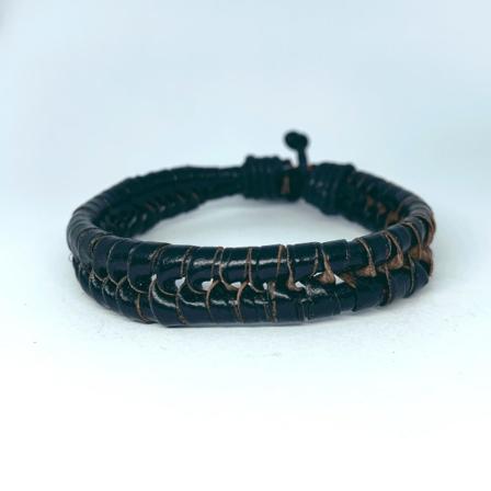 Speciellt Handgjort Armband För Män I Brunt & Svart Läder Svart One Size