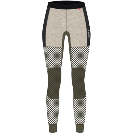 Aclima W's Woolnet Hybrid Longs Tarmac/Beige Melange/Jet Black