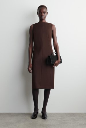 COS Tailored Wool Midi Dress in Brown - Women