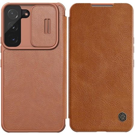 Nillkin Galaxy S22 Plus Plånboksfodral Qin Läder Pro Holster Flip - Brun