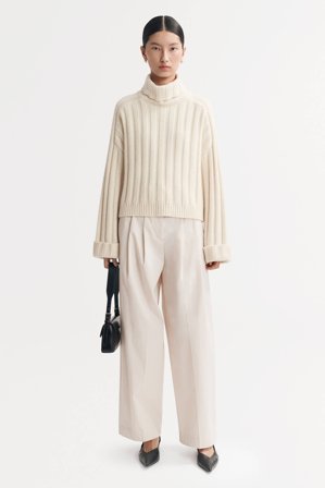 Soft Goat - Ribbed Turtleneck - Women cashmere sweater - XL - Feather White